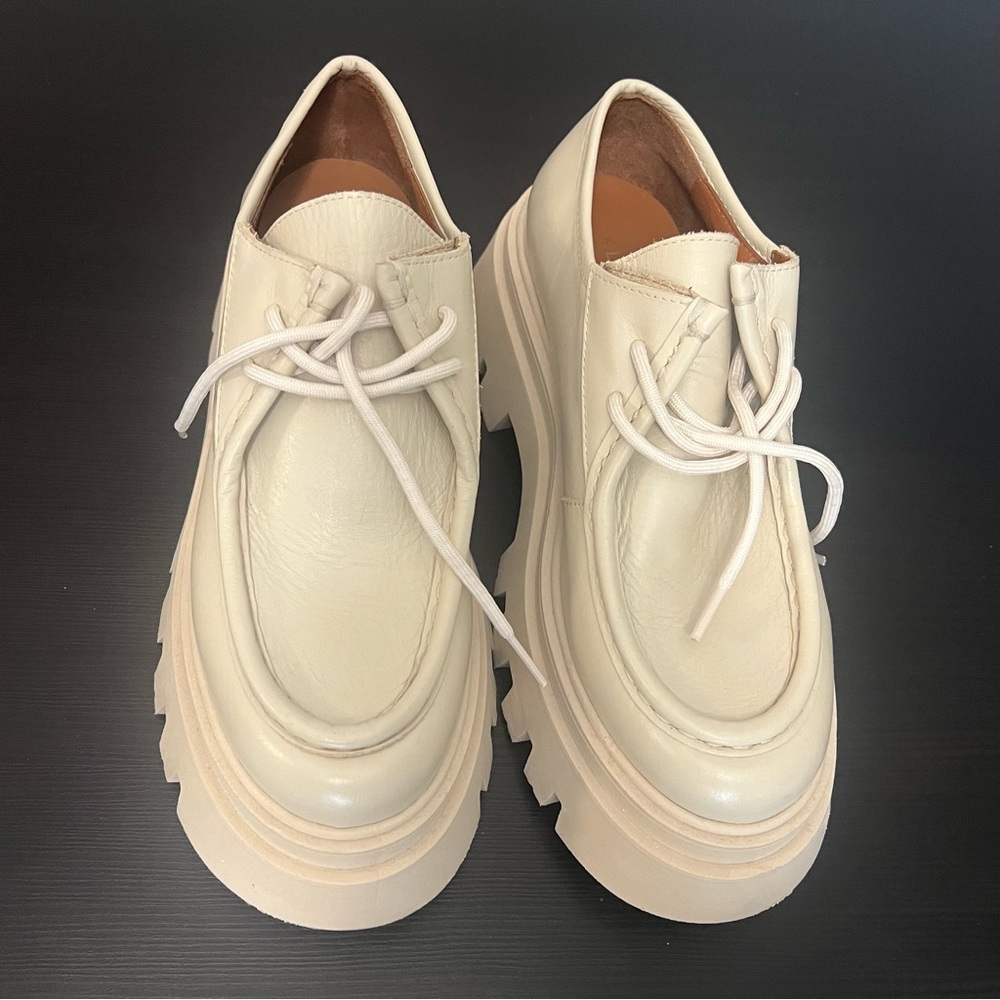 ALOHAS Leather Tycoon Loafers Platform Ivory Cream Size 41 Size 10 Size 10.5 - Picture 8 of 16